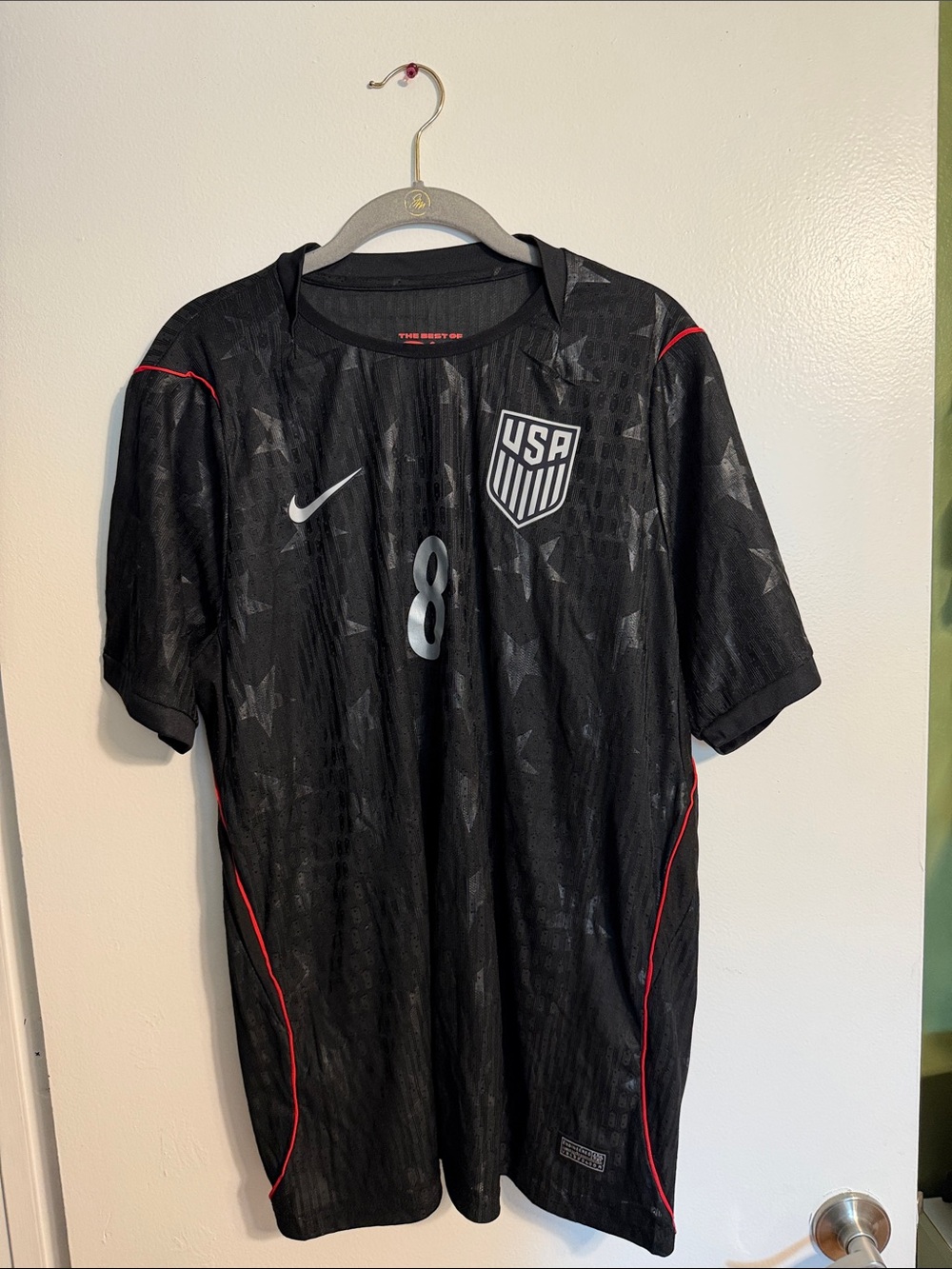 Nike USA Black Soccer Jersey with Red Accents - #8